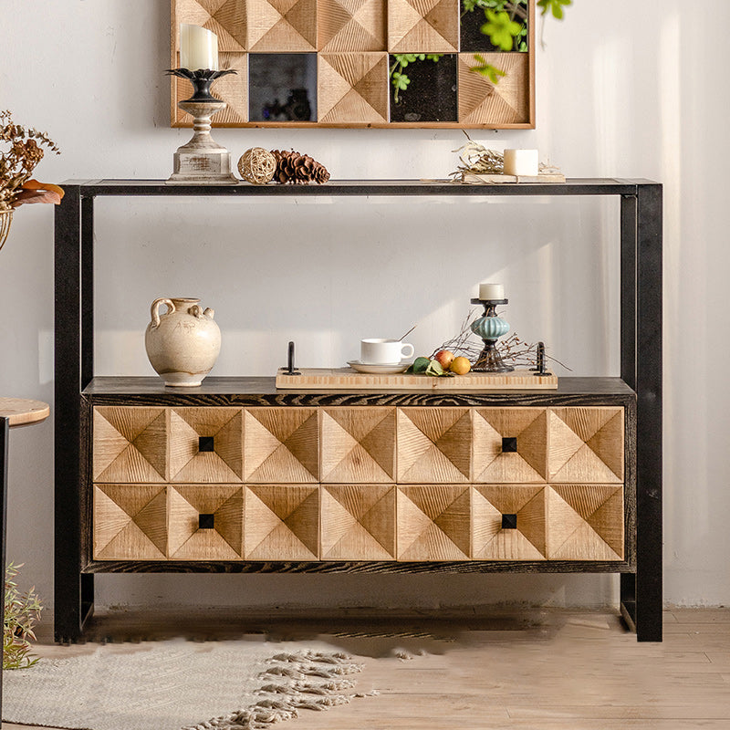Distressed Wood Accent Chest Industrial Style Solid Wood Cabinet with Drawers