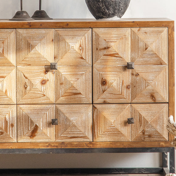 Distressed Wood Accent Chest Industrial Style Solid Wood Cabinet with Drawers