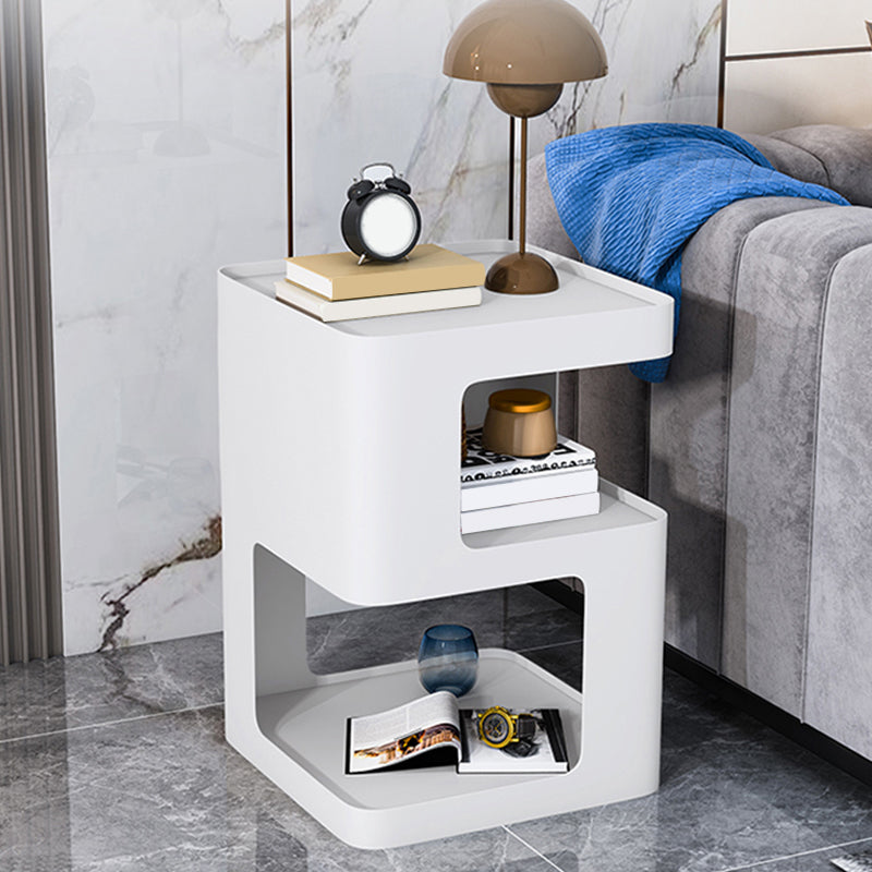 Modernistic Side End Snack Table with Metal Shelves Bedroom Side Table
