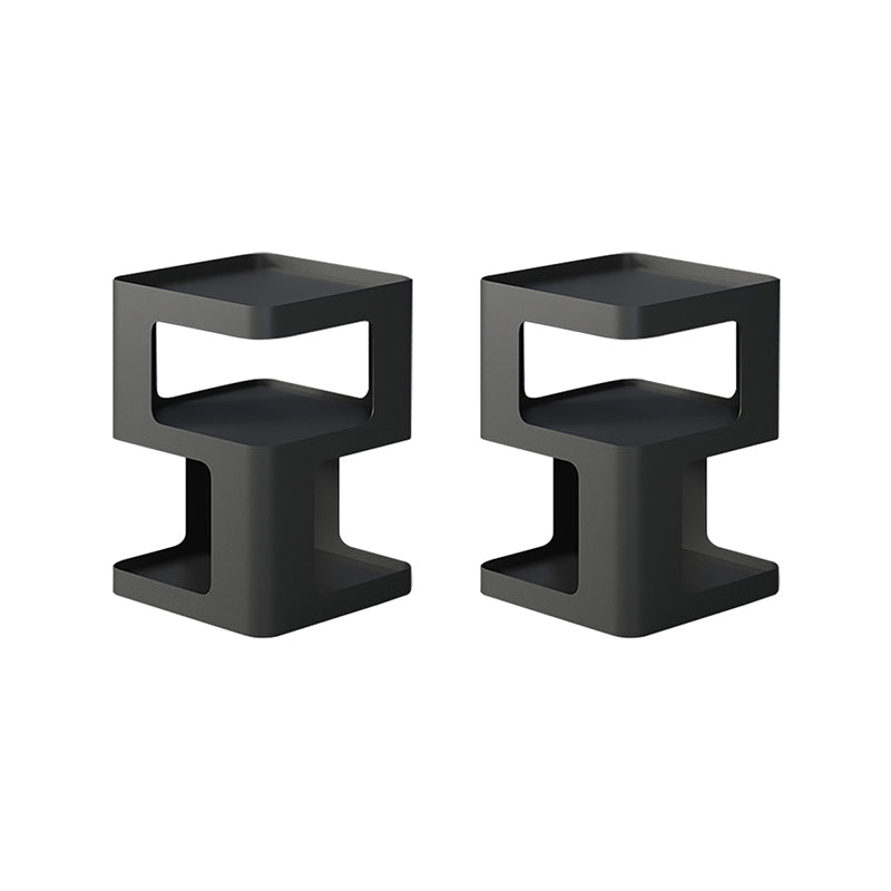 Modernistic Side End Snack Table with Metal Shelves Bedroom Side Table