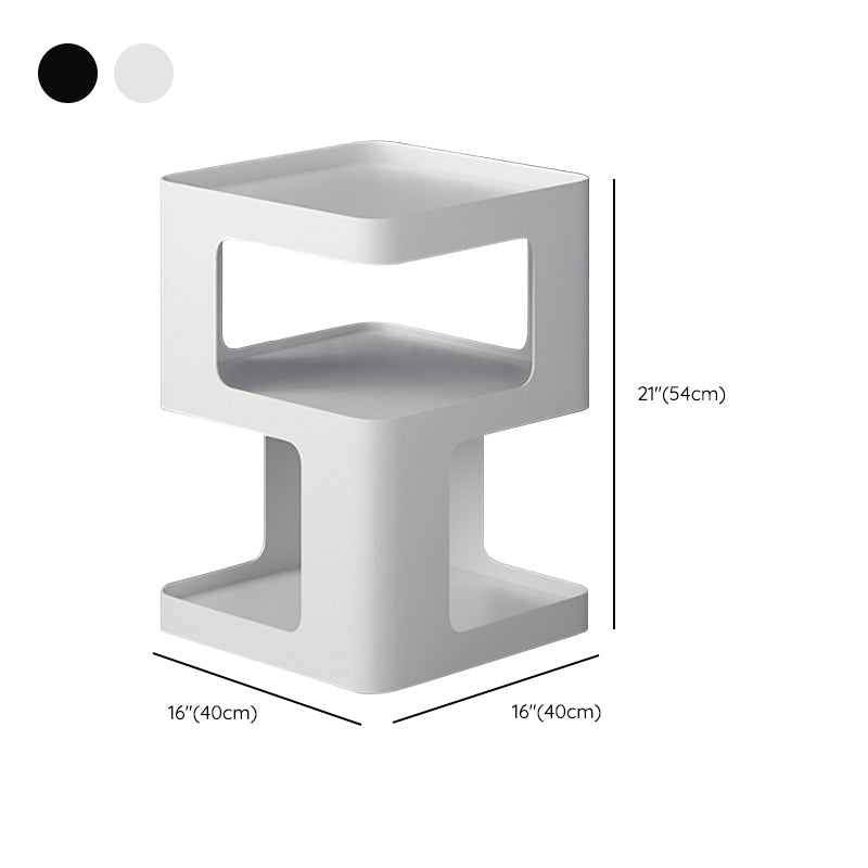Modernistic Side End Snack Table with Metal Shelves Bedroom Side Table