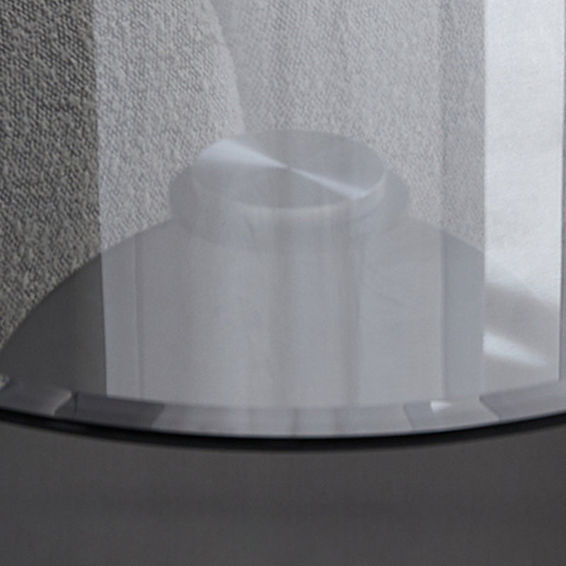 Contemporary Glass Round Top Side Table Metal Pedestal End Table