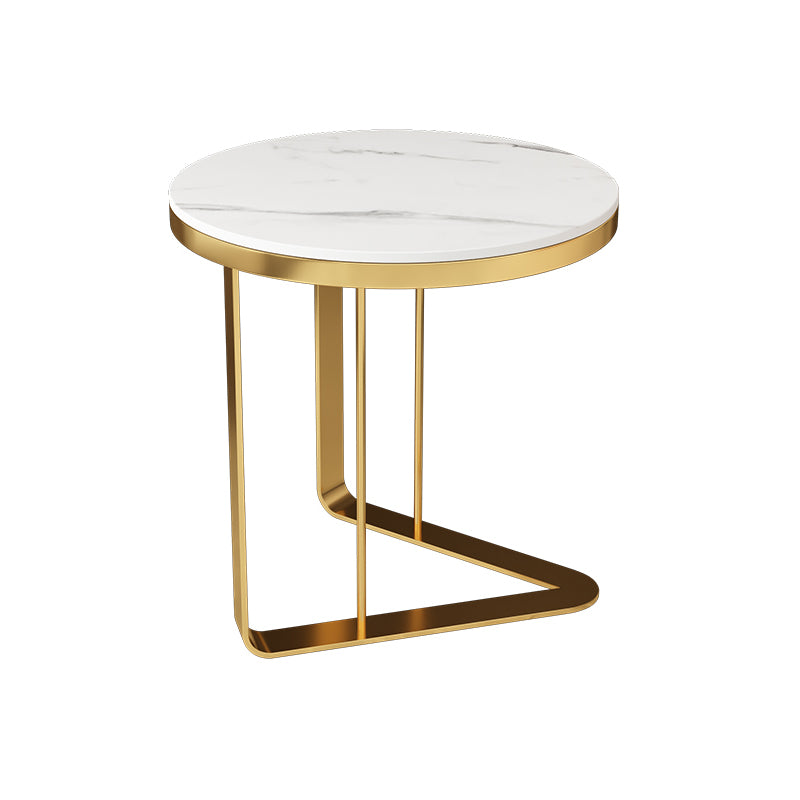 Mid-Century Round Slate Side Table Luxurious Pedestal End Table