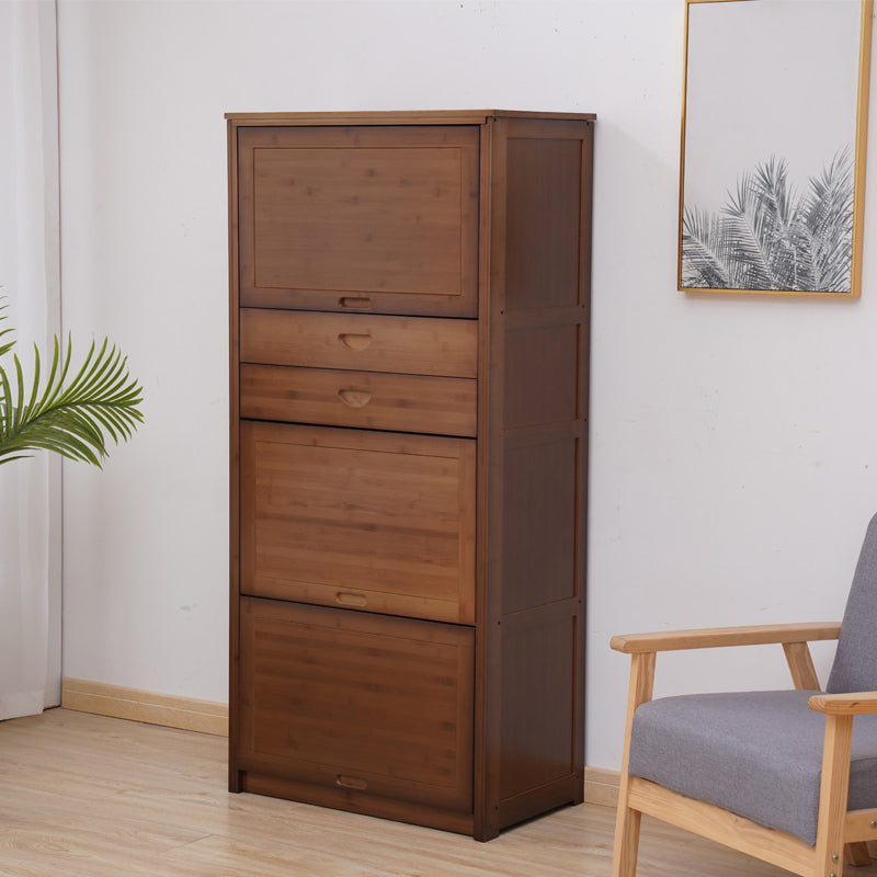 Mid Century Modern  Rectangle Cabinet Brown Accent Cabinet with Doors in Solid Wood
