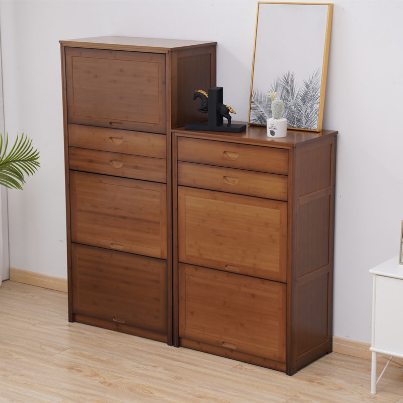 Mid Century Modern  Rectangle Cabinet Brown Accent Cabinet with Doors in Solid Wood