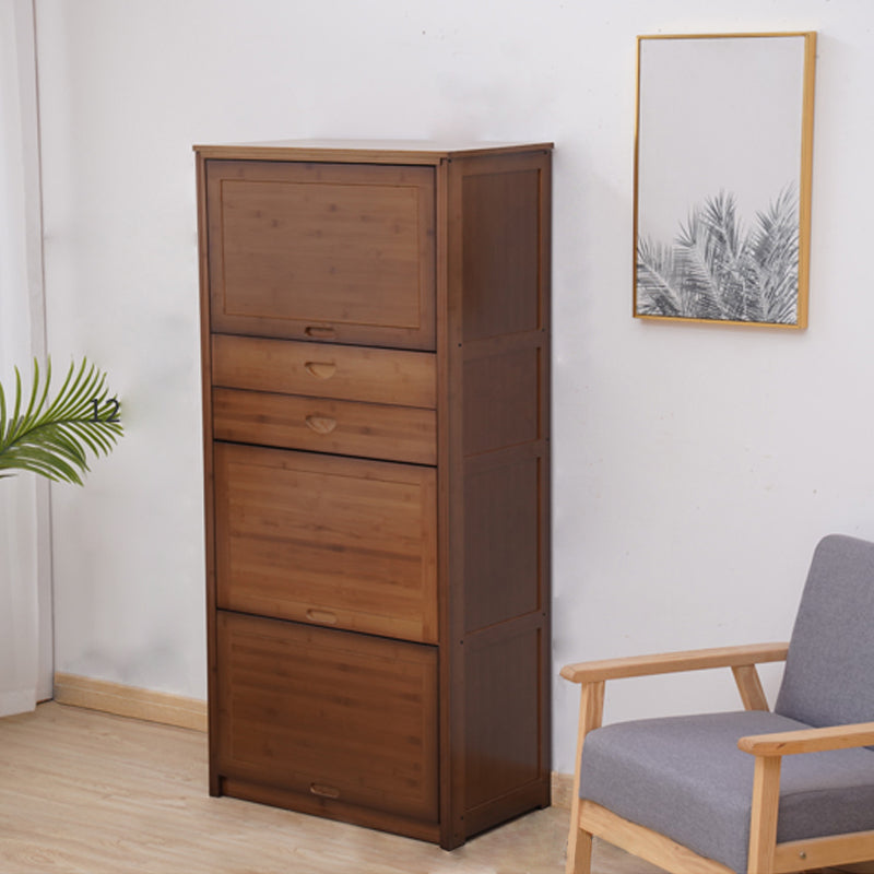 Mid Century Modern  Rectangle Cabinet Brown Accent Cabinet with Doors in Solid Wood