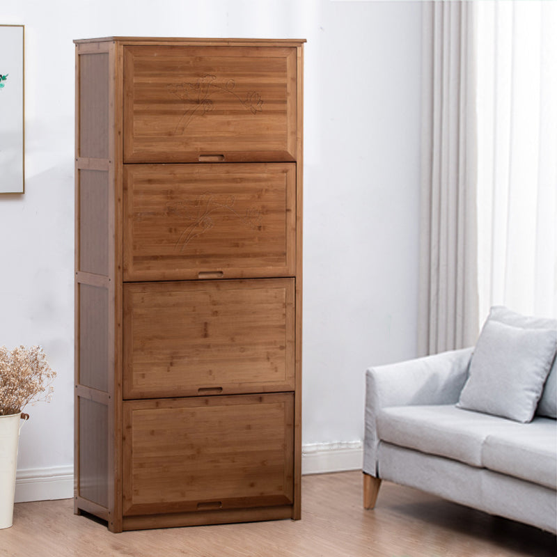 Mid Century Modern  Rectangle Cabinet Brown Accent Cabinet with Doors in Solid Wood