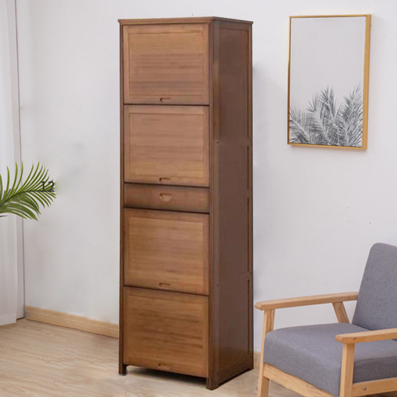 Mid Century Modern  Rectangle Cabinet Brown Accent Cabinet with Doors in Solid Wood