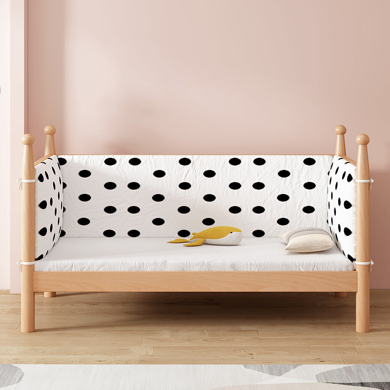 Naitural Nursery Crib with Guardrail Farmhouse Baby Crib in Solid Wood
