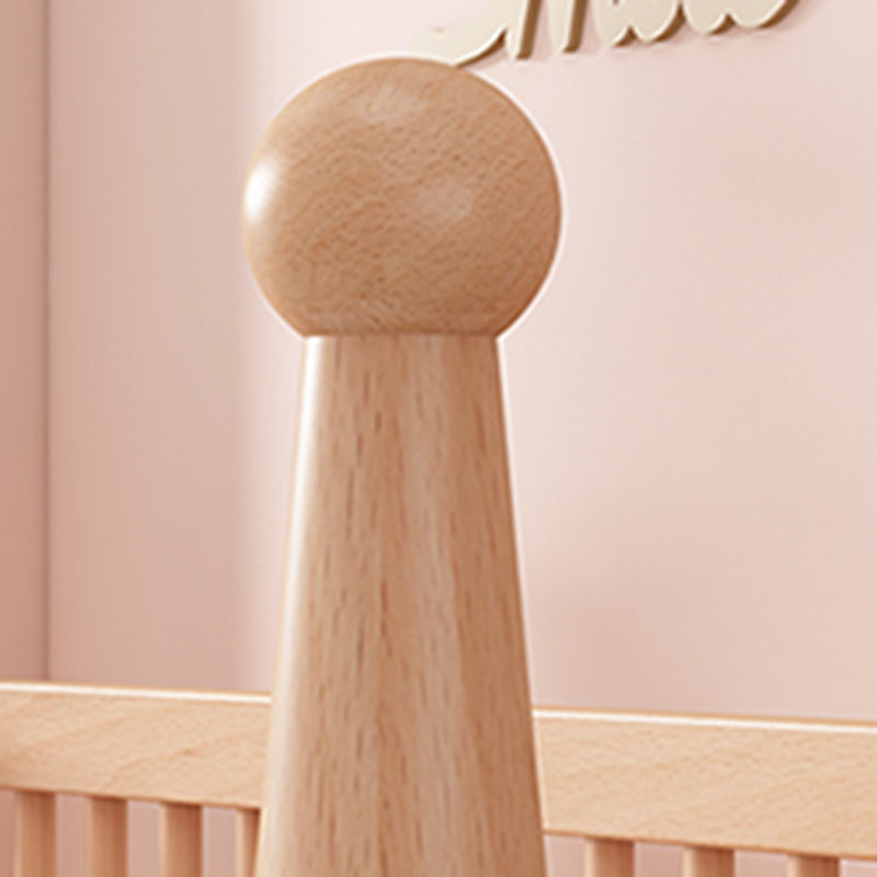 Naitural Nursery Crib with Guardrail Farmhouse Baby Crib in Solid Wood