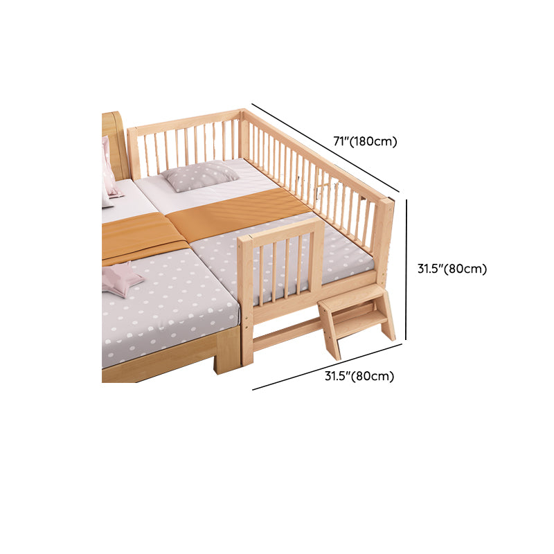 Natural Farmhouse Nursery Crib in Wood with Guardrail Baby Crib