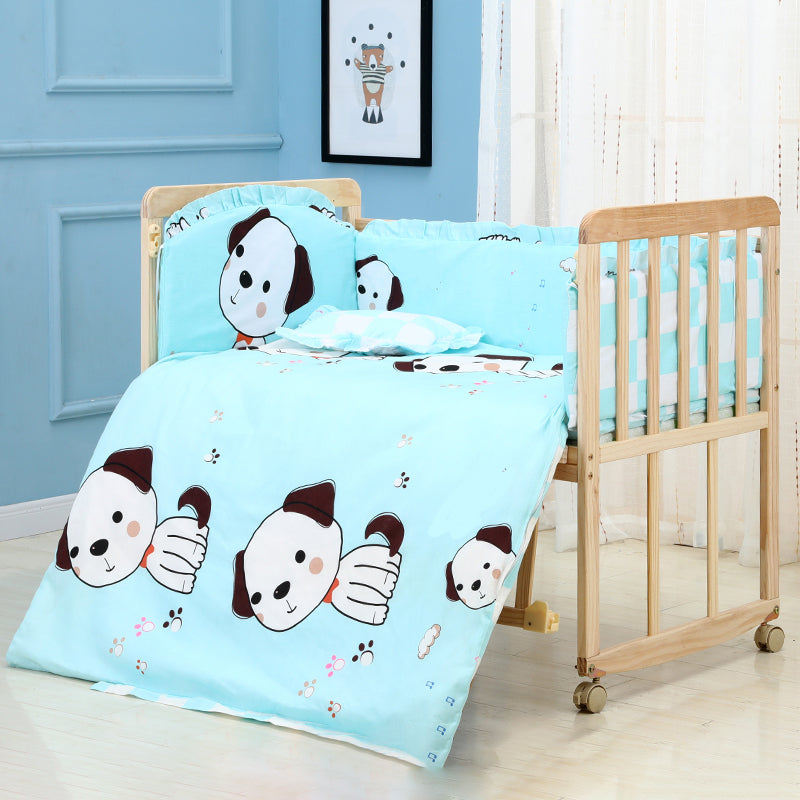 Farmhouse / Country Baby Crib Wood with Guardrail Washed Natural Nursery Bed