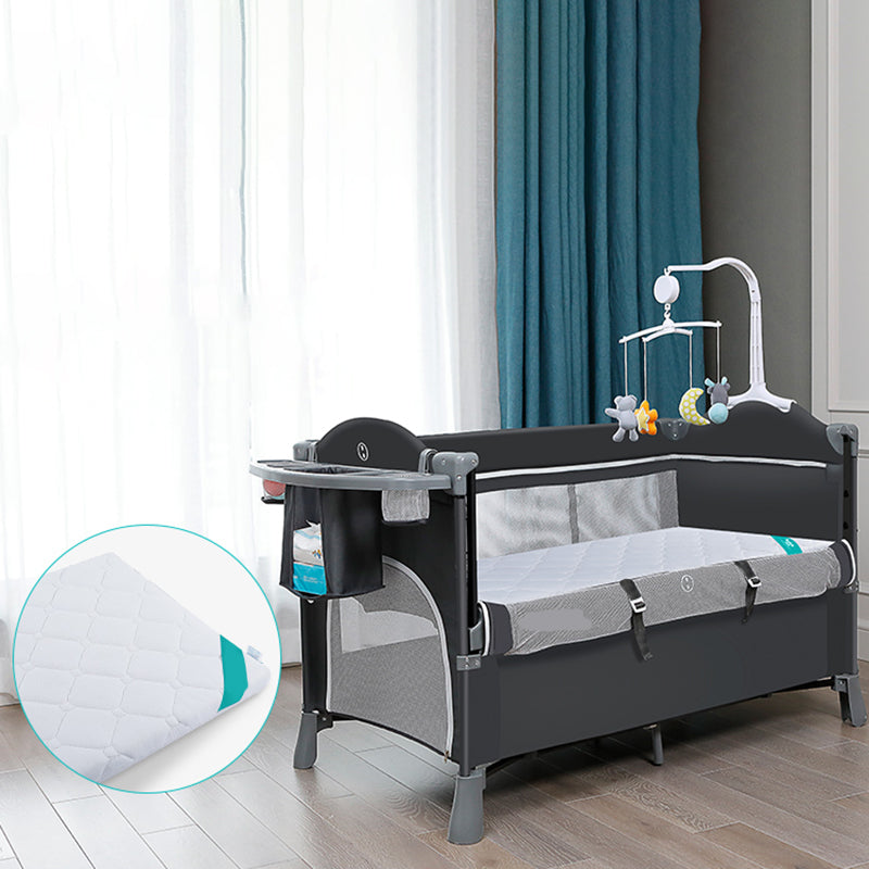Modern Nursery Bed with Changing Table with Adjustable Height with Guardrail Baby Crib