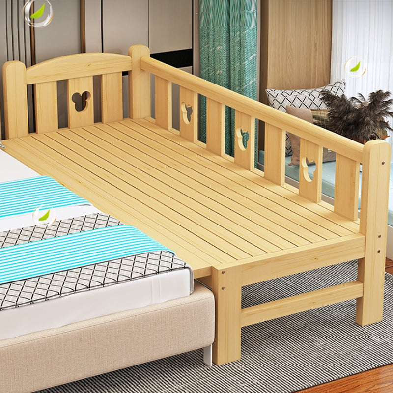 Glam Baby Crib with Mattress Washed Natural Wood with Guardrail Nursery Bed