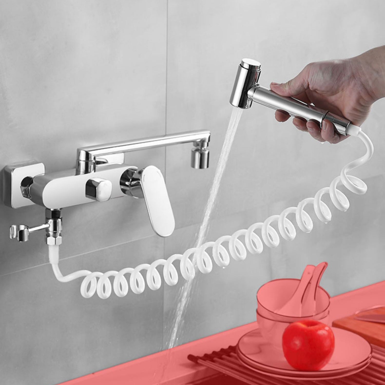 Kitchen Faucet Single Lever Handle Swivel Spout Chrome 2 Holes Bar Faucet