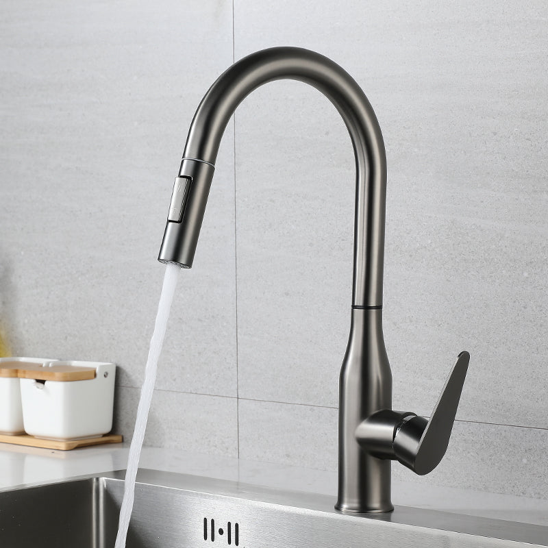 Kitchen Bar Faucet Swivel Spout 304 Stainless Steel with Pull Out Sprayer