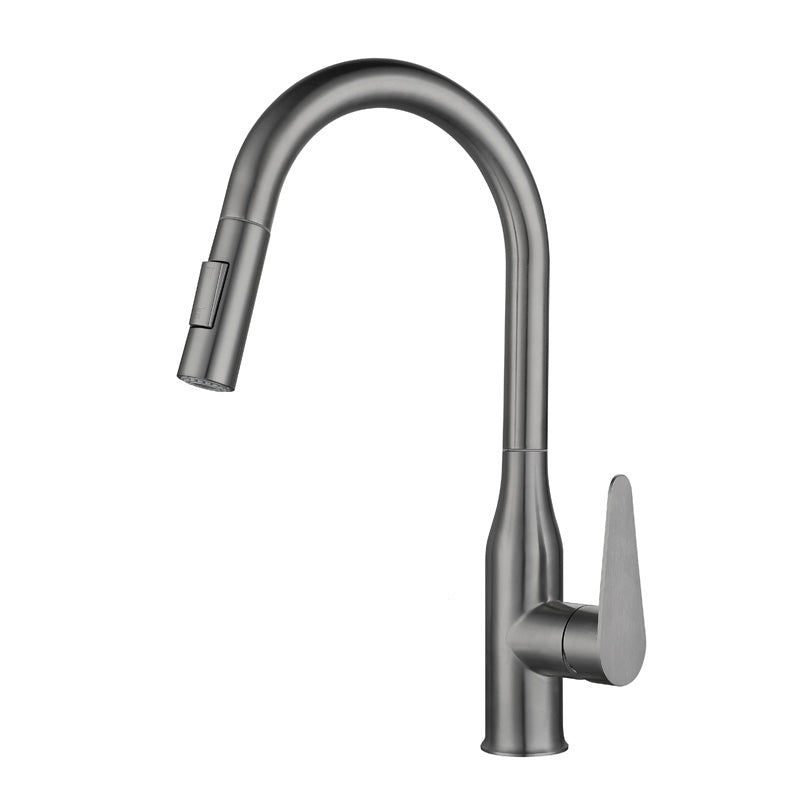 Kitchen Bar Faucet Swivel Spout 304 Stainless Steel with Pull Out Sprayer