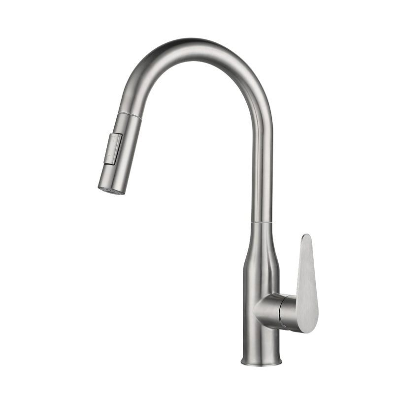 Kitchen Bar Faucet Swivel Spout 304 Stainless Steel with Pull Out Sprayer