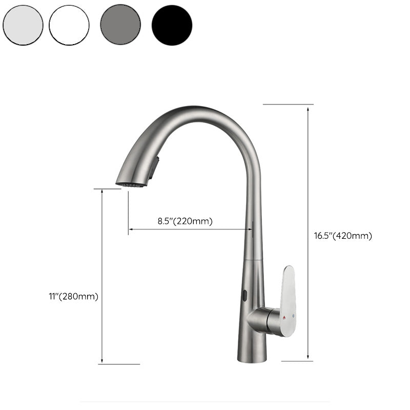 Gooseneck Swivel Spout Kitchen Sink Faucet Touchless Sensor with Pull Down Sprayer