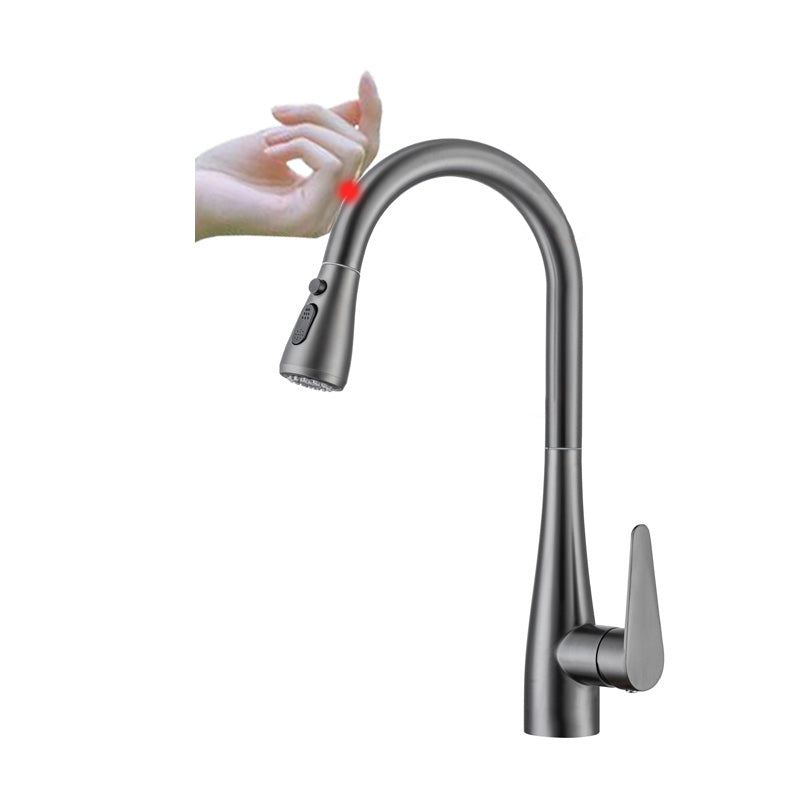 Touch Sensor Standard Kitchen Faucet Swivel Spout with Pull Down Sprayer