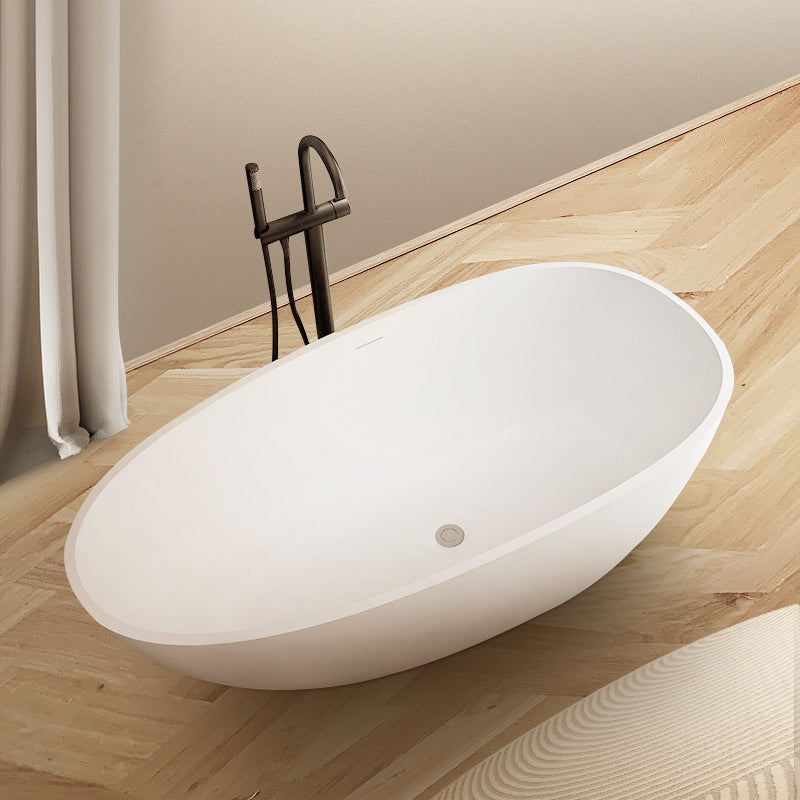 Oval Stand Alone Bath Soaking Acrylic White Modern Back to Wall Bathtub