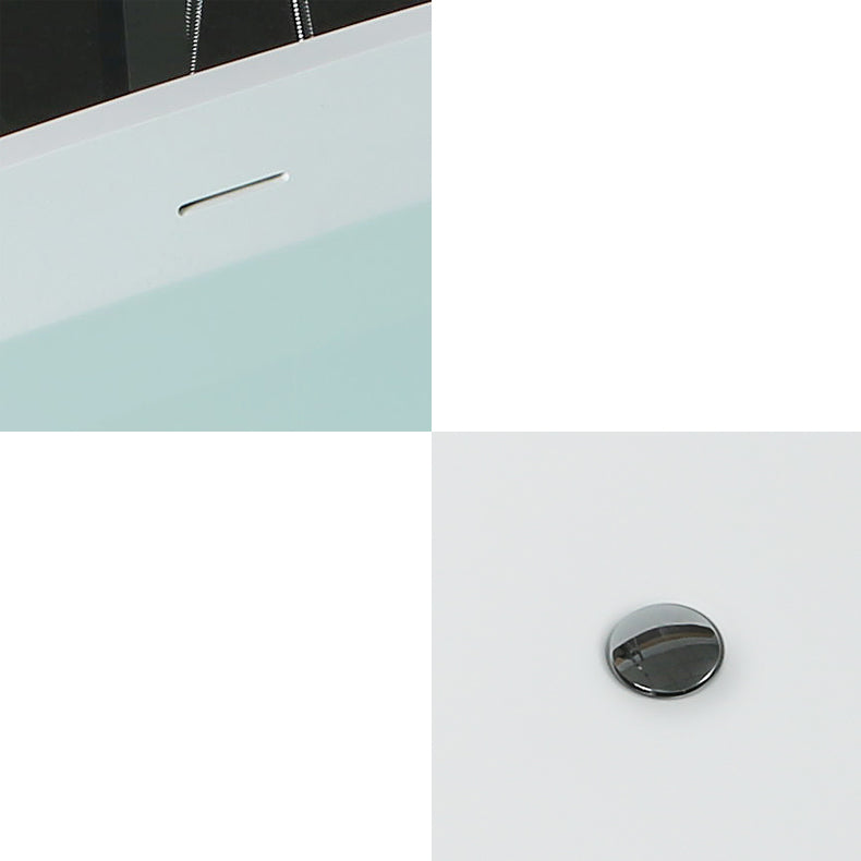 Oval Stand Alone Bath Soaking Acrylic White Modern Back to Wall Bathtub