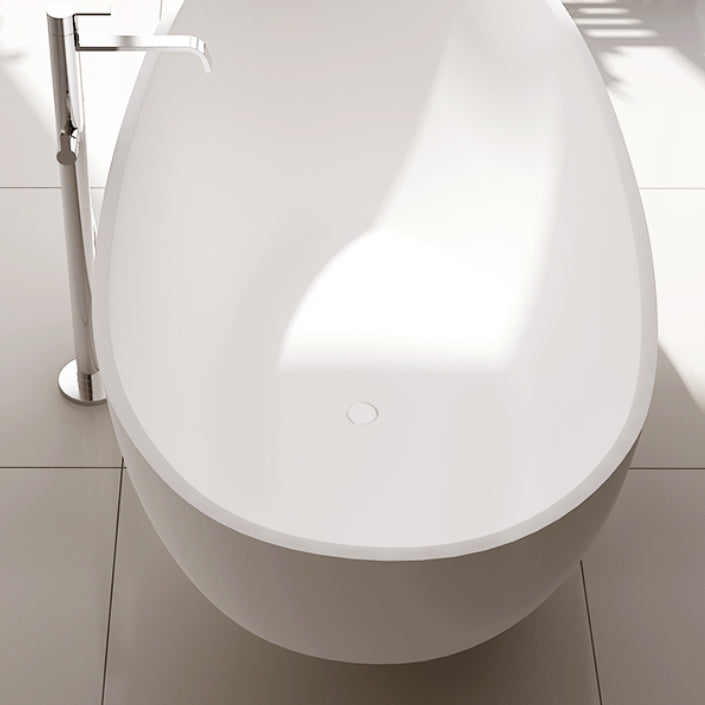 Oval Stand Alone Bath Soaking Acrylic White Modern Back to Wall Bathtub