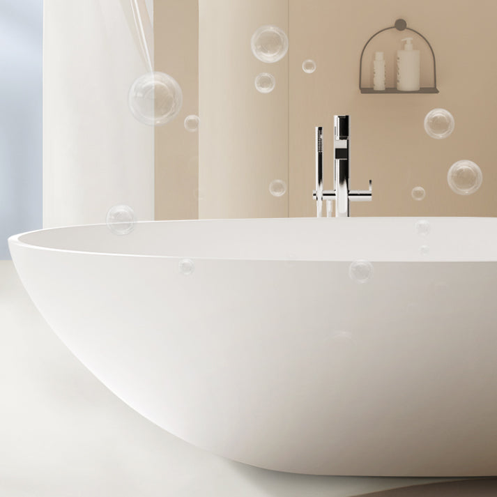 Oval Stand Alone Bath Soaking Acrylic White Modern Back to Wall Bathtub