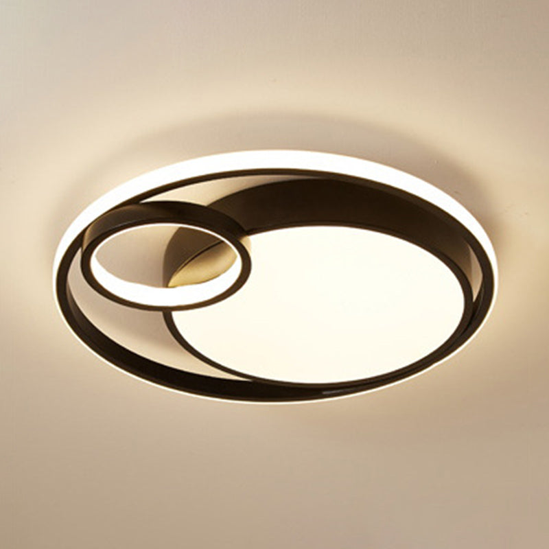 Lampe circulaire encastrée Simple en acrylique, plafonnier LED noir/blanc/or pour dortoir, lumière blanche/3 couleurs