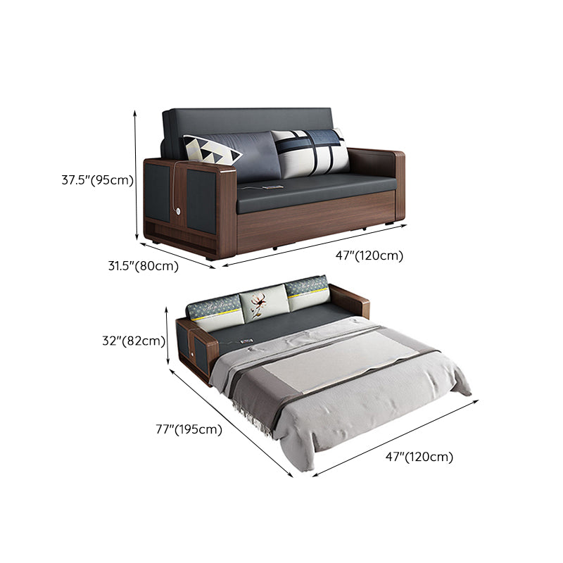 31" Wide Contemporary Sleeper Sofa Futon Gray Pillow Included Sleeper Sofa