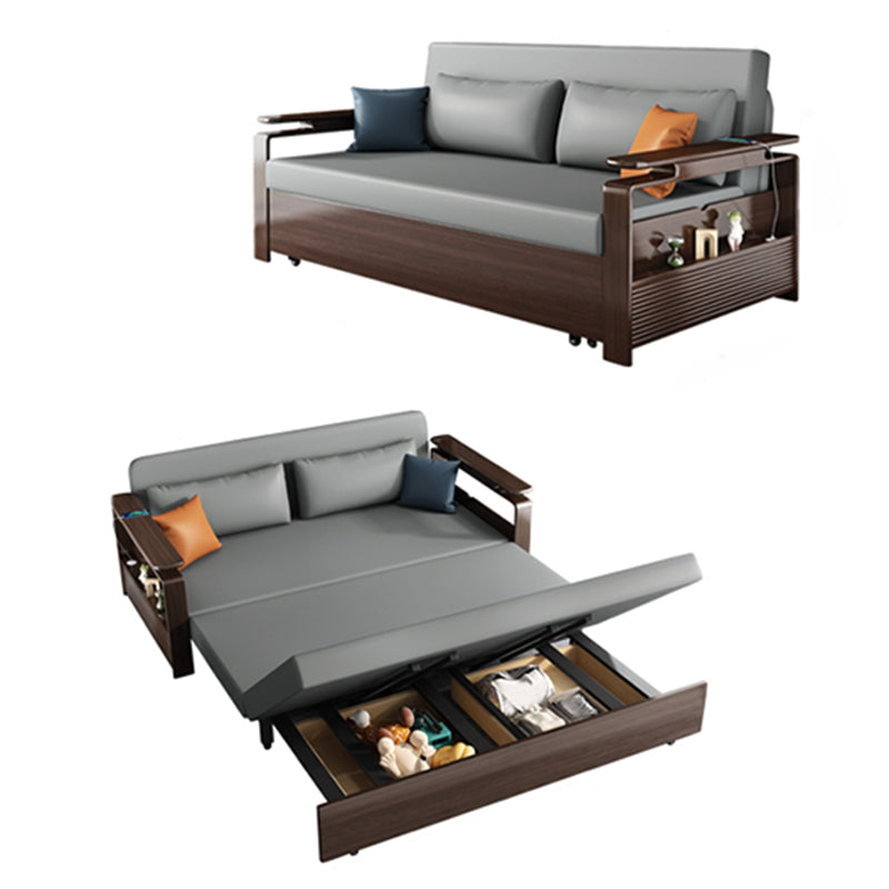 31" Wide Contemporary Sleeper Sofa Futon Gray Storage Sleeper Sofa
