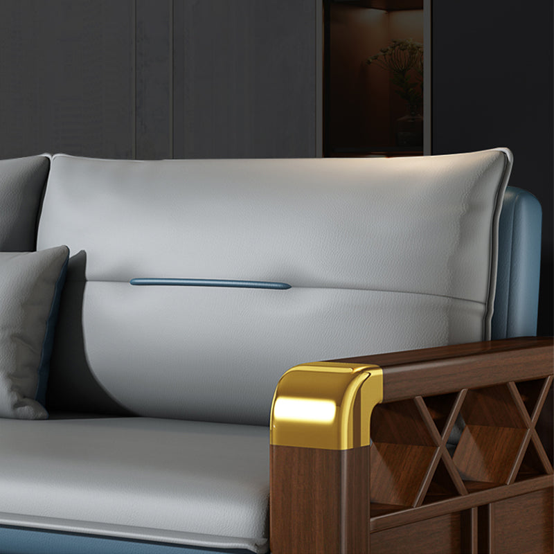 Modern Faux Leather Sleeper Sofa 31.45"H Upholstered Square Arms Sofa Bed