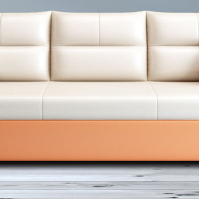 32.67" Tall Faux Leather Sofa Bed Glam Styled Sleeper Sofa Bed in Beige