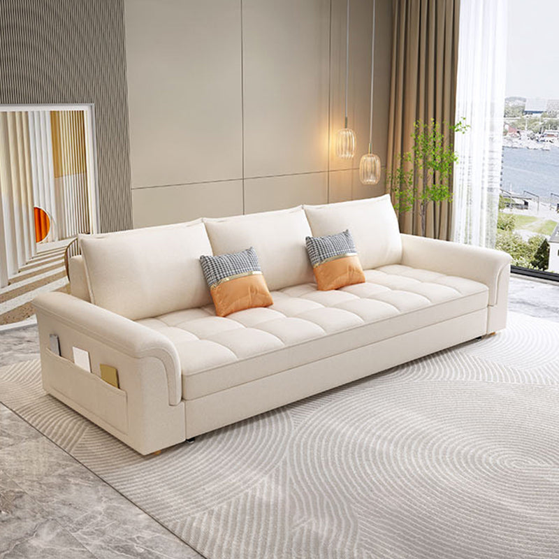 Modern Styled Metal Frame Sleeper Sofa Upholstered Square Arms Sofa Bed