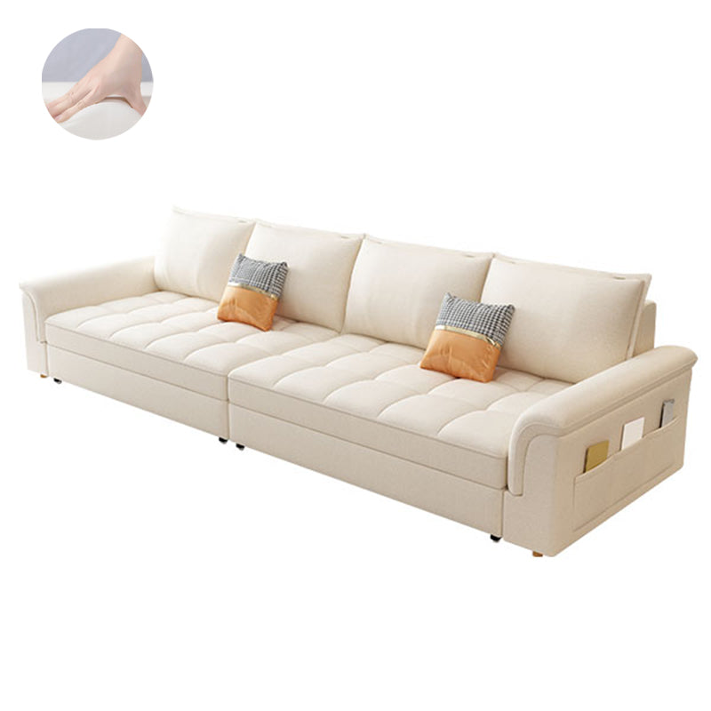 Modern Styled Metal Frame Sleeper Sofa Upholstered Square Arms Sofa Bed