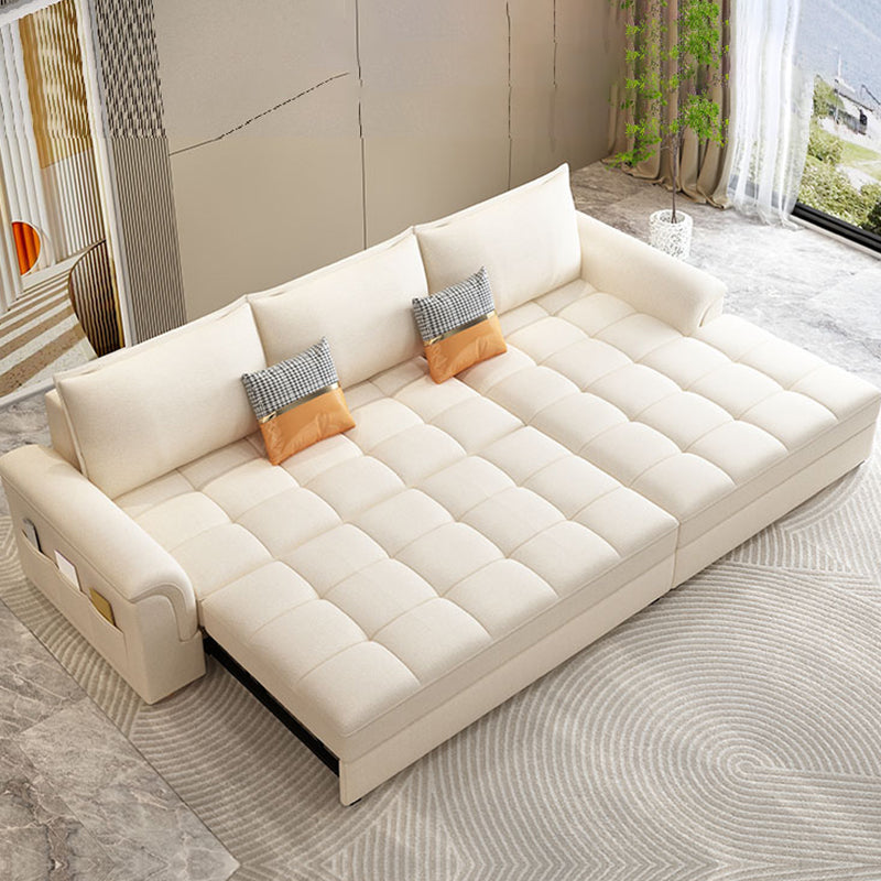 Modern Styled Metal Frame Sleeper Sofa Upholstered Square Arms Sofa Bed