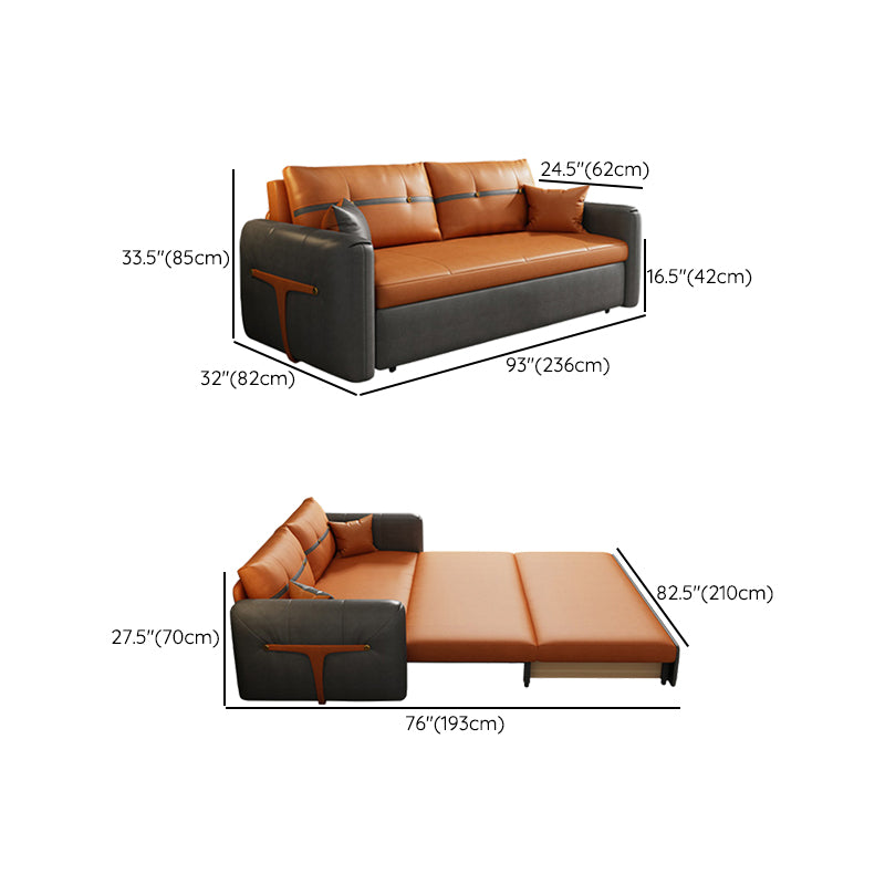 32" Wide Glam Sleeper Sofa Leather Pillow Included Foldable Sleeper Sofa