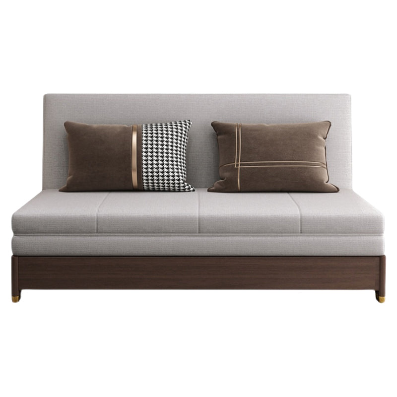 Solid Wood Sleeper Sofa Bed Convertible Linen Sofa Bed in Grey