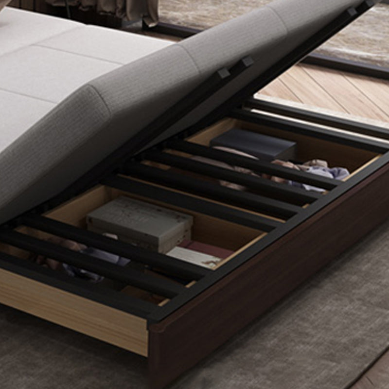 Solid Wood Sleeper Sofa Bed Convertible Linen Sofa Bed in Grey