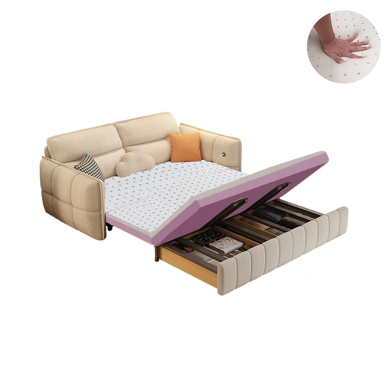 33.85" Tall Round Arms Sleeper Nordic Styled Fabric Sleeper Sofa Bed in Beige