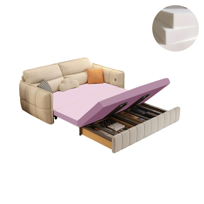 33.85" Tall Round Arms Sleeper Nordic Styled Fabric Sleeper Sofa Bed in Beige