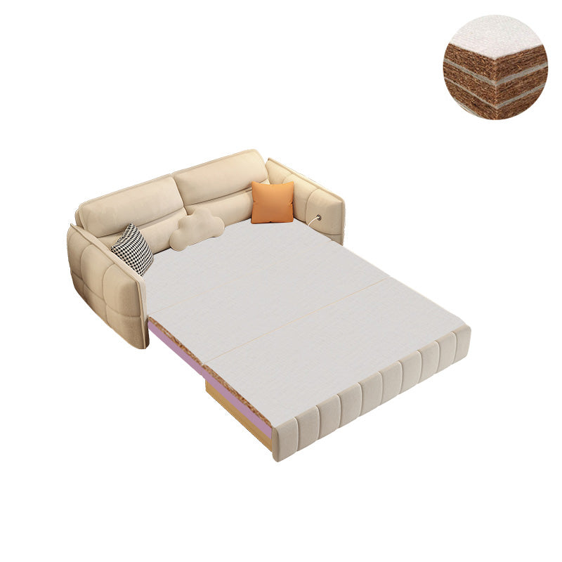 33.85" Tall Round Arms Sleeper Nordic Styled Fabric Sleeper Sofa Bed in Beige