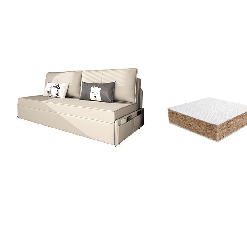 32"H Scandinavian Sleeper Sofa Futon Beige Foldable Sleeper Sofa