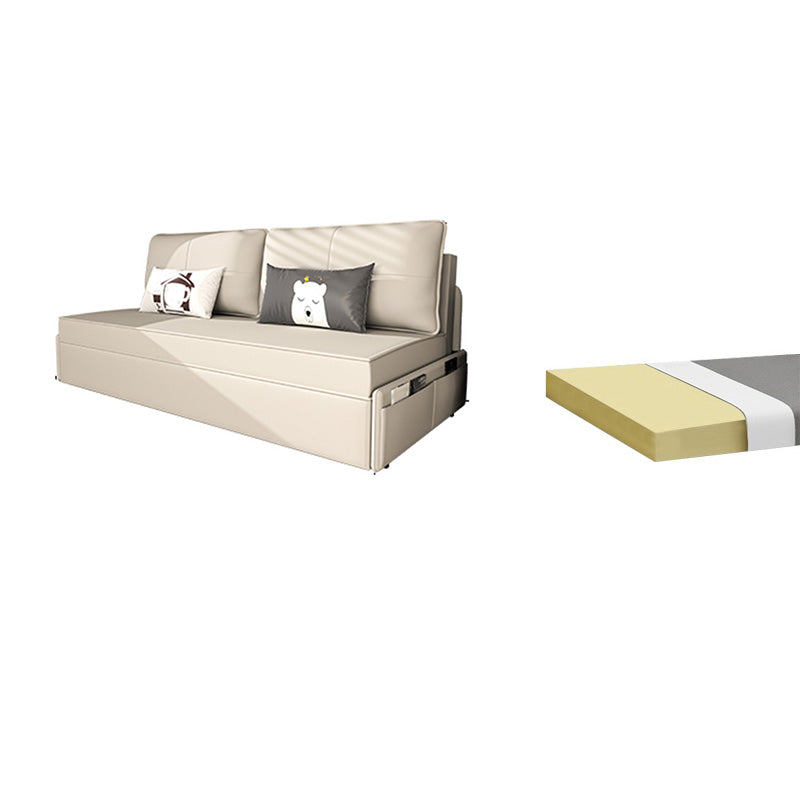 32"H Scandinavian Sleeper Sofa Futon Beige Foldable Sleeper Sofa