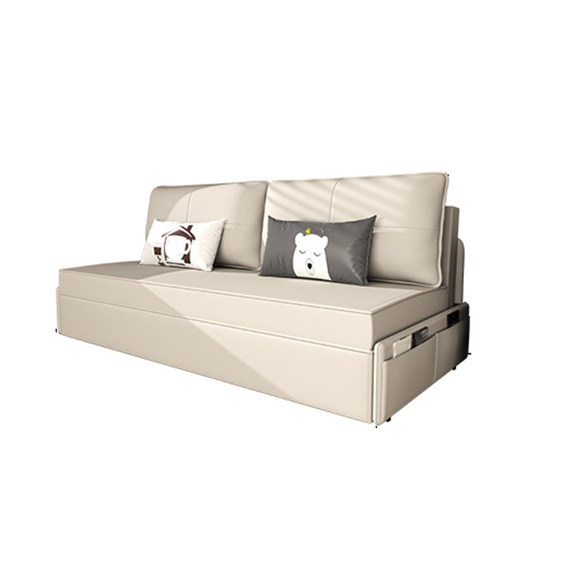 32"H Scandinavian Sleeper Sofa Futon Beige Foldable Sleeper Sofa