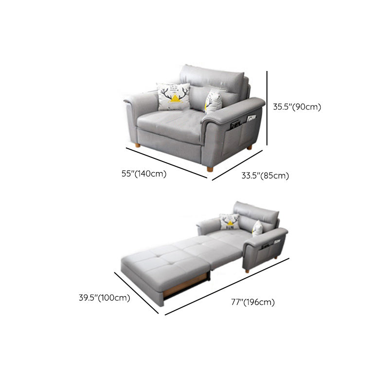 Flared Arms Sleeper Sofa Faux Leather Upholstered Futon Sleeper Sofa