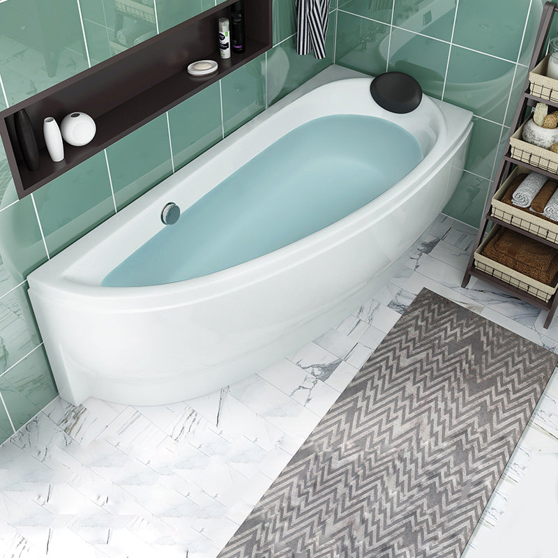 Back to Wall Corner Bathtub Acrylic White Modern Soaking Bath