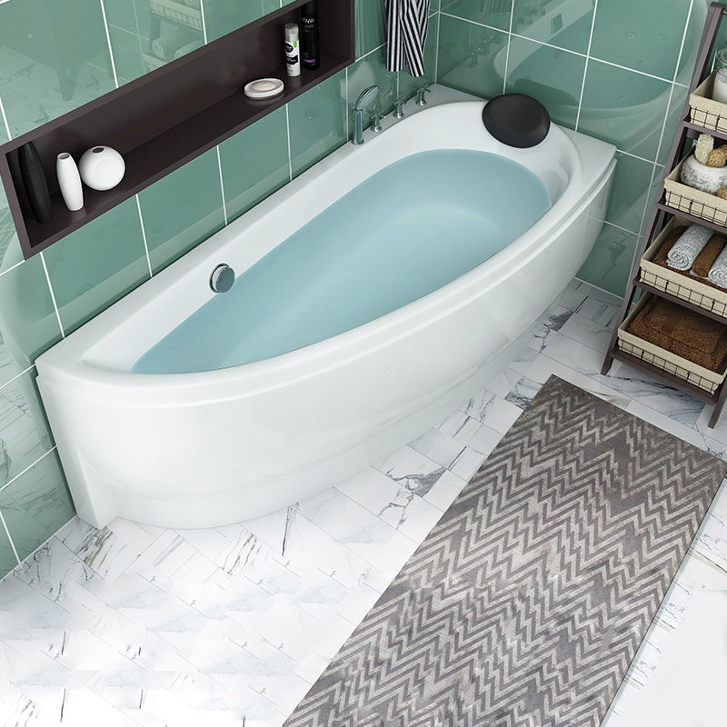 Back to Wall Corner Bathtub Acrylic White Modern Soaking Bath