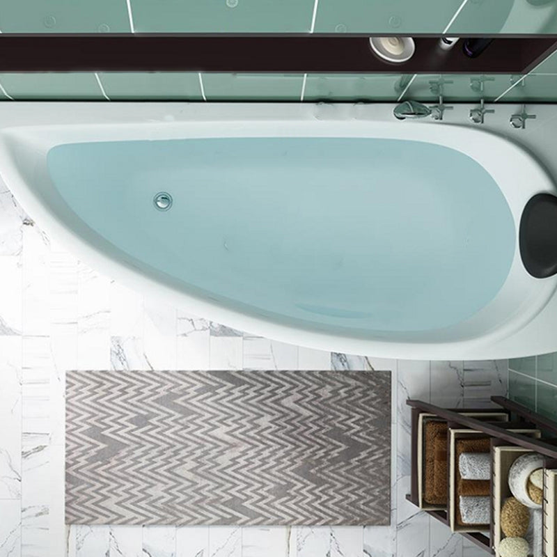 Back to Wall Corner Bathtub Acrylic White Modern Soaking Bath