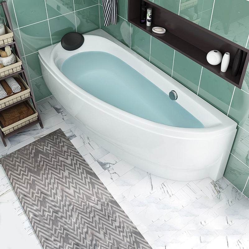 Back to Wall Corner Bathtub Acrylic White Modern Soaking Bath